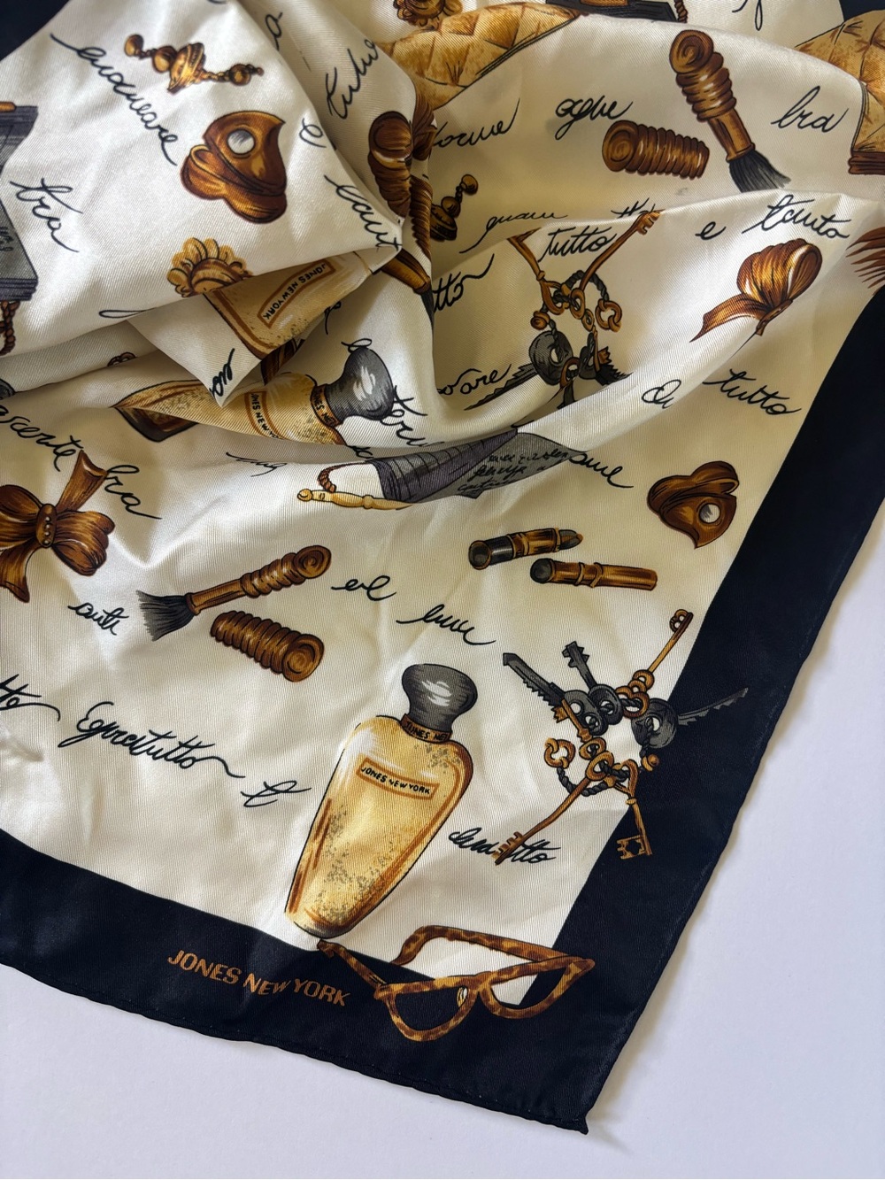 Vintage Jones New York Women’s Perfume & Glamour Scarf 100% Silk